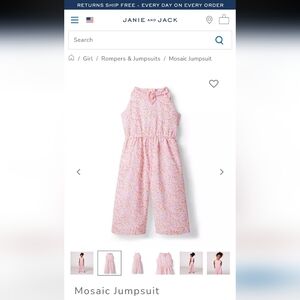 Janie & Jack Tickle Me Pink Mosaic Jumpsuit - 2T